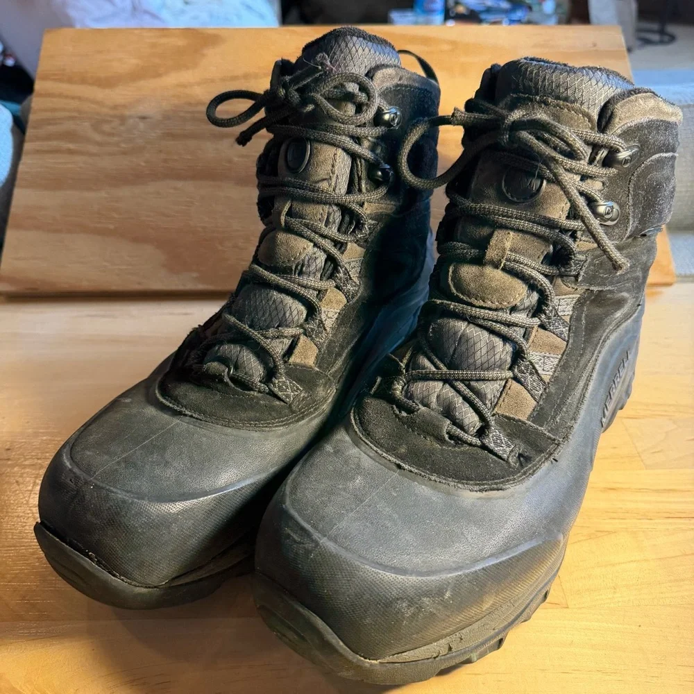 Merrell 13 Ice Jam waterproof Black winter boots hiking work Footwear